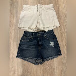 Size 25 Denim shorts- White (Joes Jeans) and blue denim (Good American)